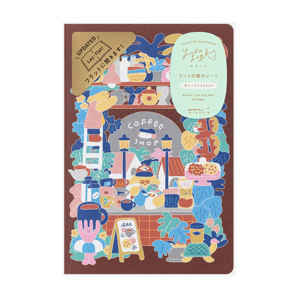 Carnet MIDORI Notebook Yuru Log - B6 - Pointillé - Café