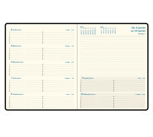 Agenda 2027 EXACOMPTA Espace 22 - 18,5 x 22,5 cm - 1 semaine + notes - Orientation horizontale - Barbara bleu