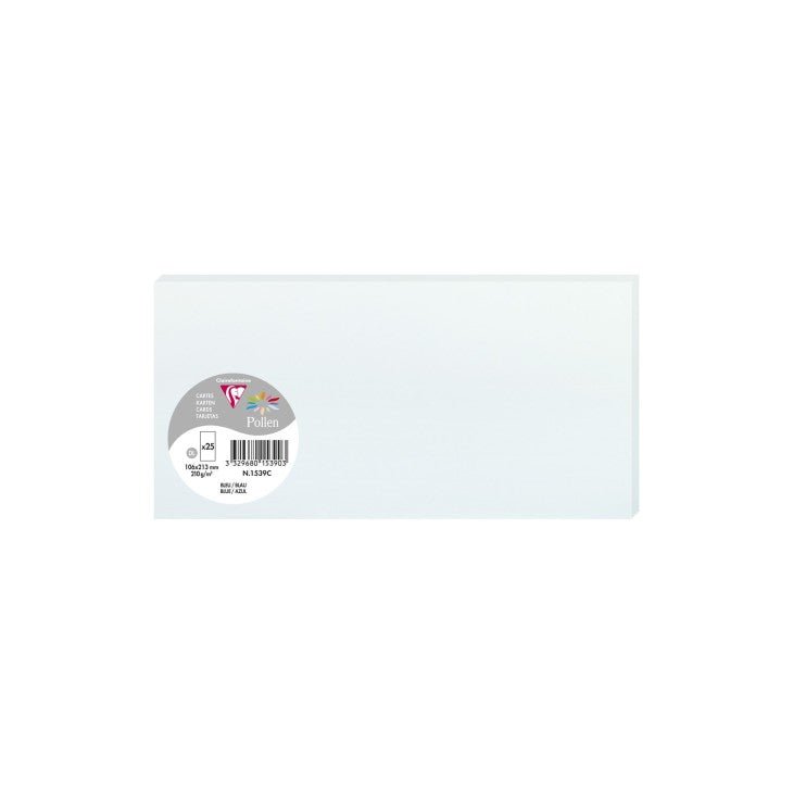 25 cartes CLAIREFONTAINE Pollen - 106 x 213 mm - 210 g/m² - Bleu - 3329680546507