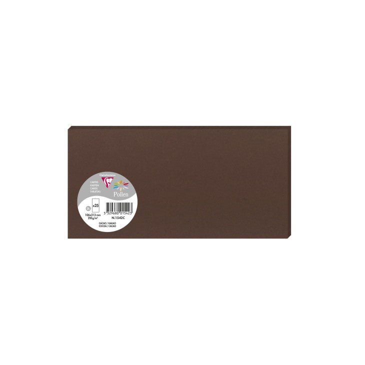 25 cartes CLAIREFONTAINE Pollen - 106 x 213 mm - 210 g/m² - Cacao - 3329680015423