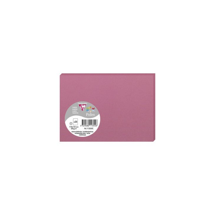 25 cartes CLAIREFONTAINE Pollen - 110 x 155 mm - 210 g/m² - Rose hortensia - 3329680113556