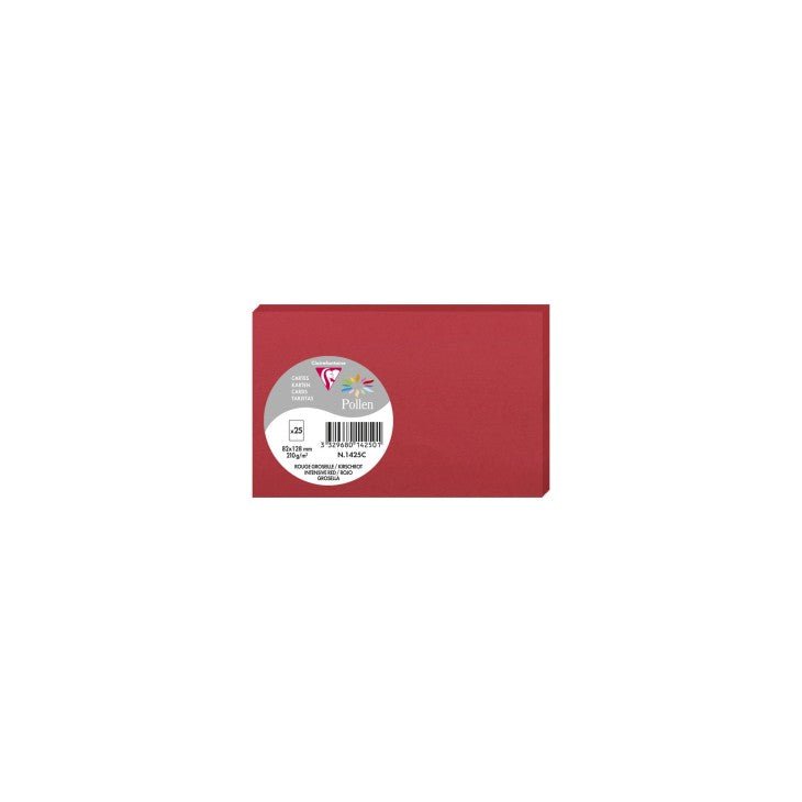 25 cartes CLAIREFONTAINE Pollen - 82 x 128 mm - 210 g/m² - Rouge groseille - 3329680142501