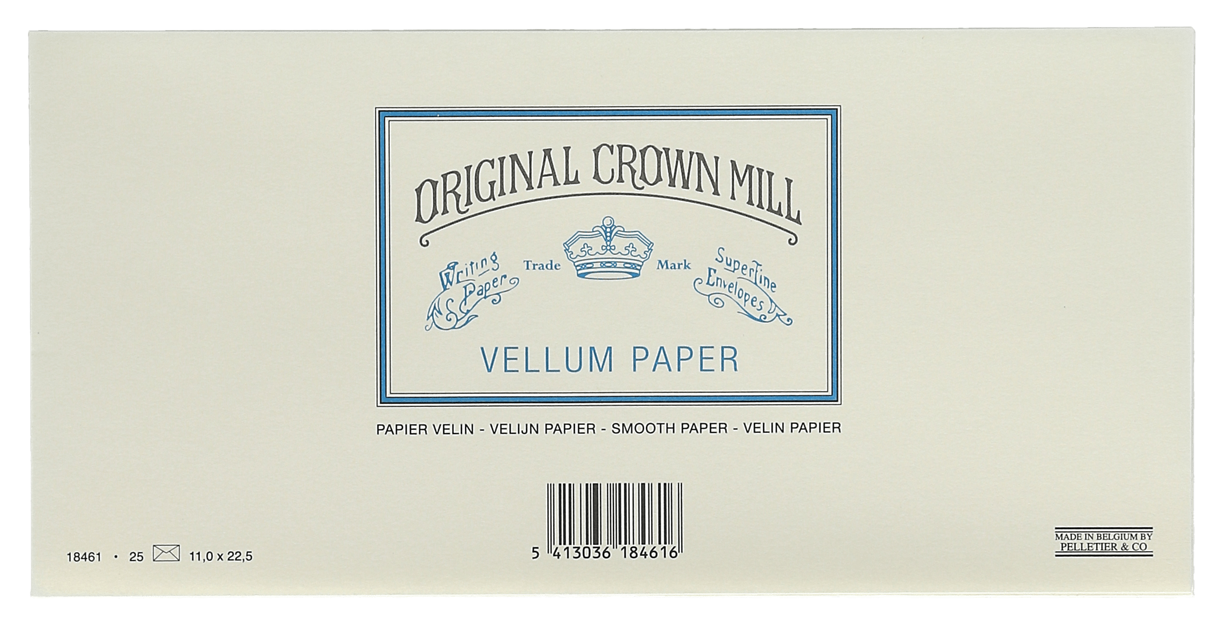 25 enveloppes ORIGINAL CROWN MILL Papier Vélin - DL (110 x 225 mm) - 120 g/m² - Crème - 5413036184616
