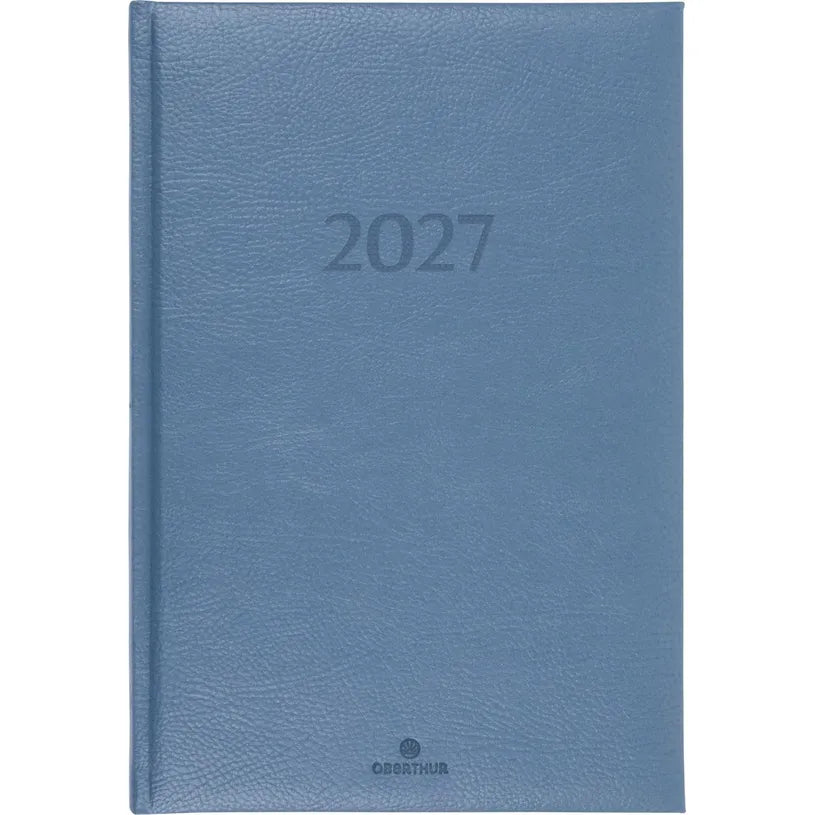 Agenda 2027 OBERTHUR London - 16 x 24 cm - 1 semaine sur 2 pages - Orientation verticale - Bleu gris