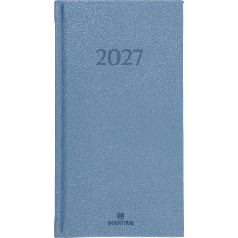 Agenda 2027 OBERTHUR London - 9 x 16,5 cm - 1 semaine sur 2 pages - Orientation horizontale - Bleu gris