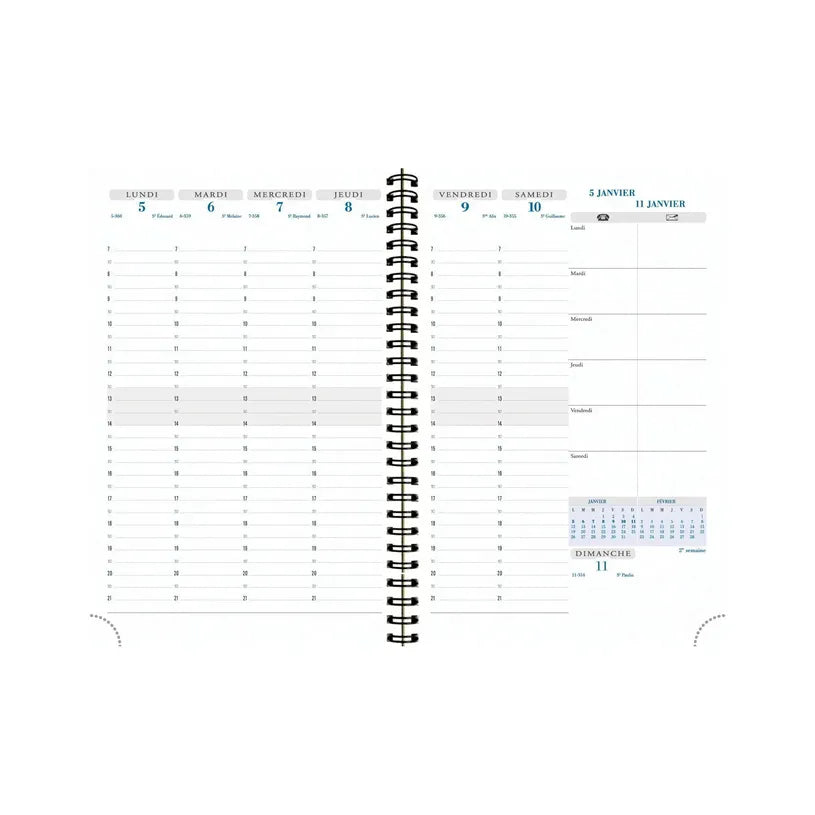 Agenda 2027 EXACOMPTA Horizons 20S - 15 x 21 cm - 1 semaine sur 2 pages - Orientation verticale - Swan bleu canard