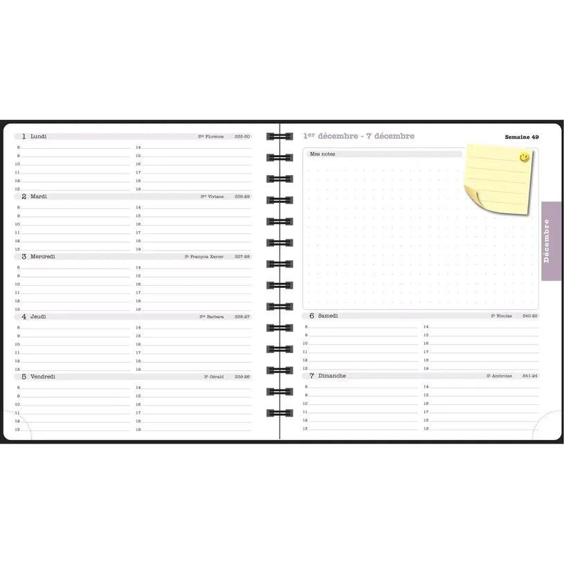 Agenda 2027 EXACOMPTA Lady 18S - 15 x 17 cm - 1 semaine + notes - Orientation horizontale - Sophie Adde fleurs