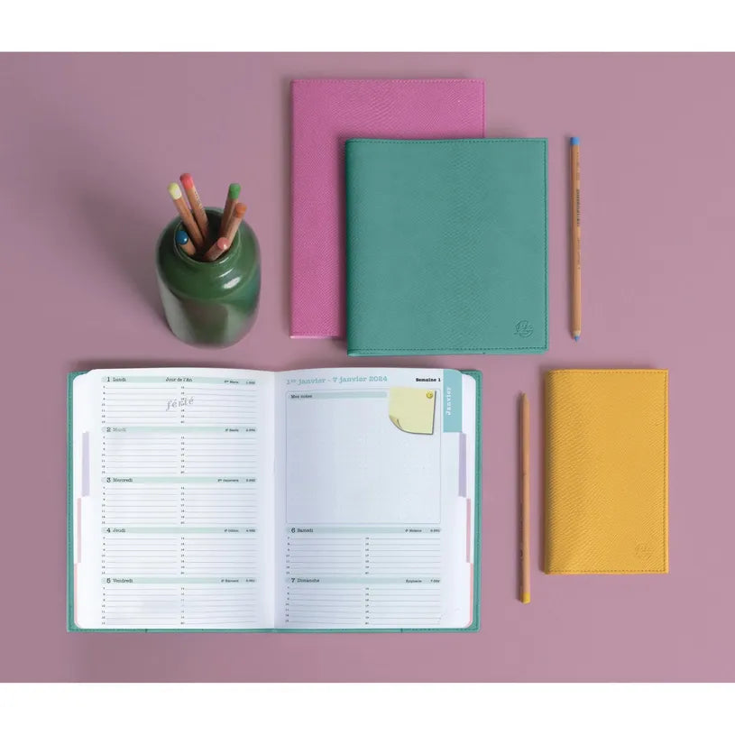 Agenda 2027 EXACOMPTA Lady 16S - 9 x 16 cm - 1 semaine + notes - Orientation horizontale - Alysse vert lagon