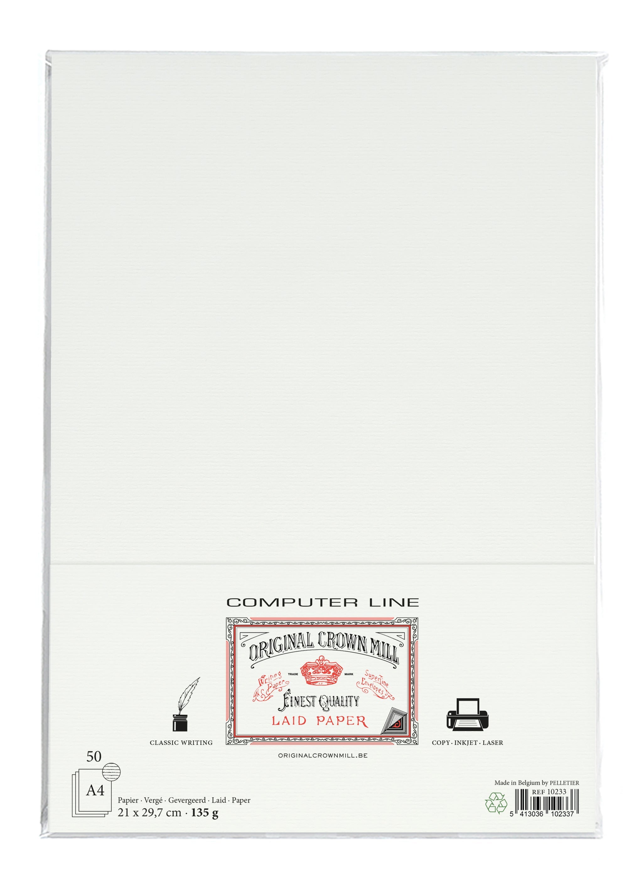 50 feuilles ORIGINAL CROWN MILL Papier Vergé - A4 - 135 g/m² - Blanc - 5413036102337