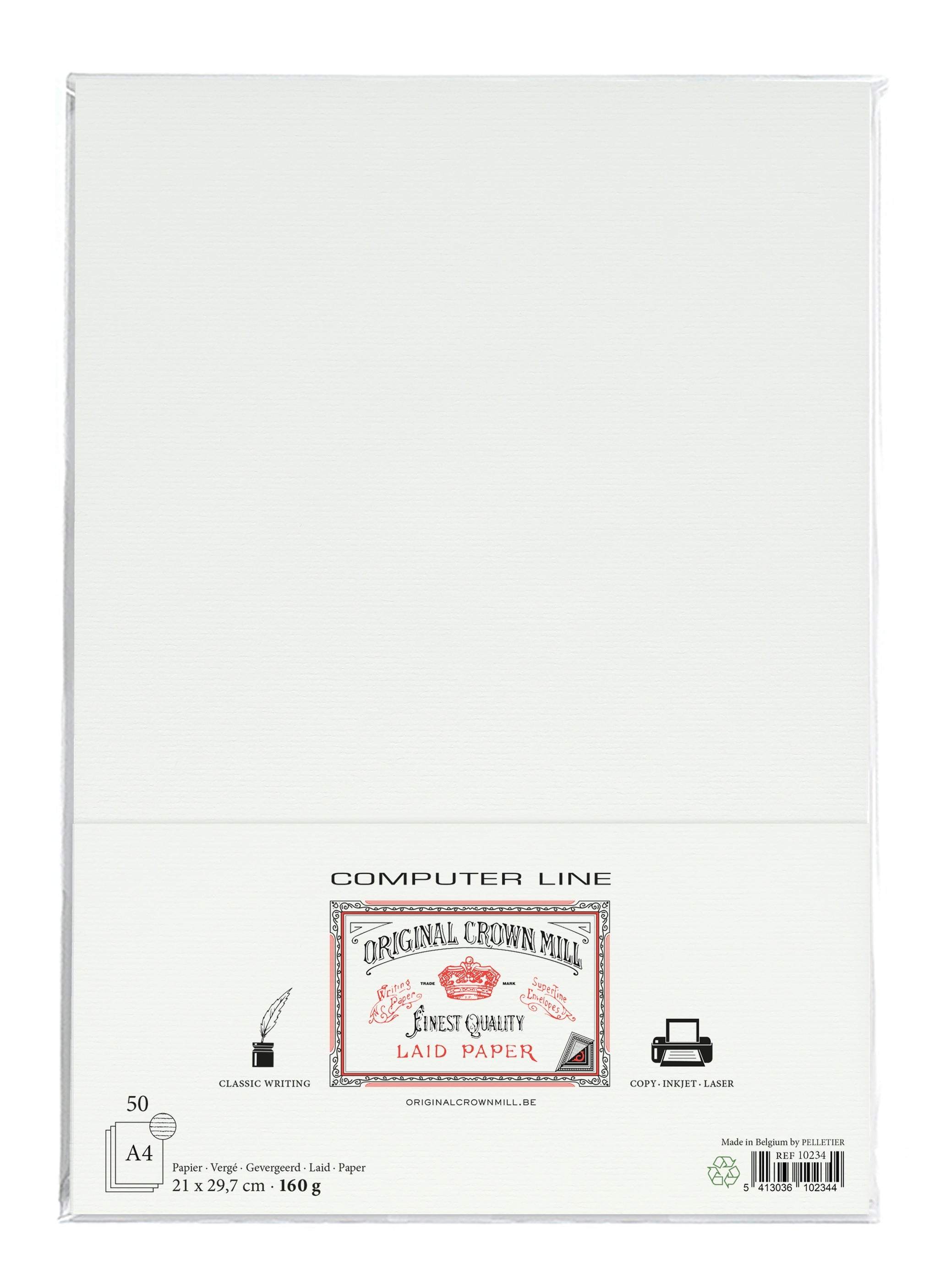 50 feuilles ORIGINAL CROWN MILL Vergé 160g - A4 - 160 g/m² - Blanc - 5413036102344