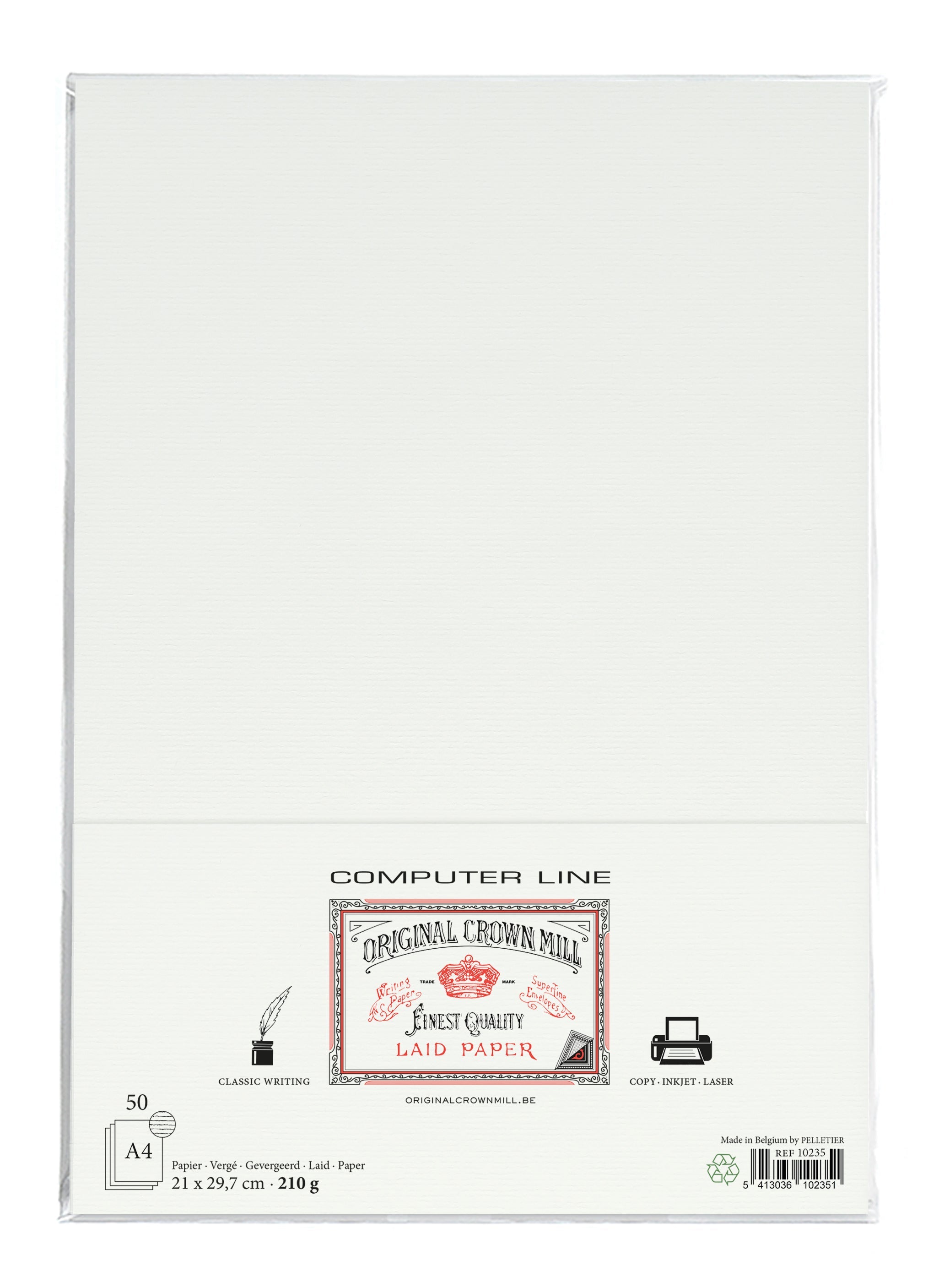50 feuilles ORIGINAL CROWN MILL Vergé 210g - A4 - 210 g/m² - Blanc - 5413036102351