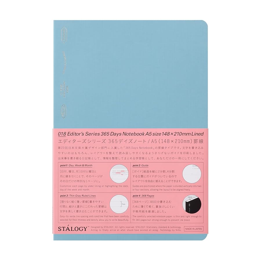 Carnet STÁLOGY 365Days Notebook - A5 - Softcover - Ligné - Blue