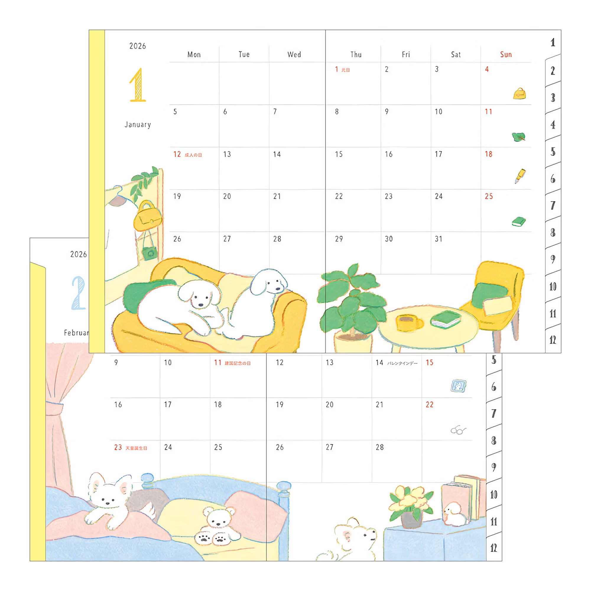 Agenda 2026 MIDORI Pocket Diary - A6 - Chien