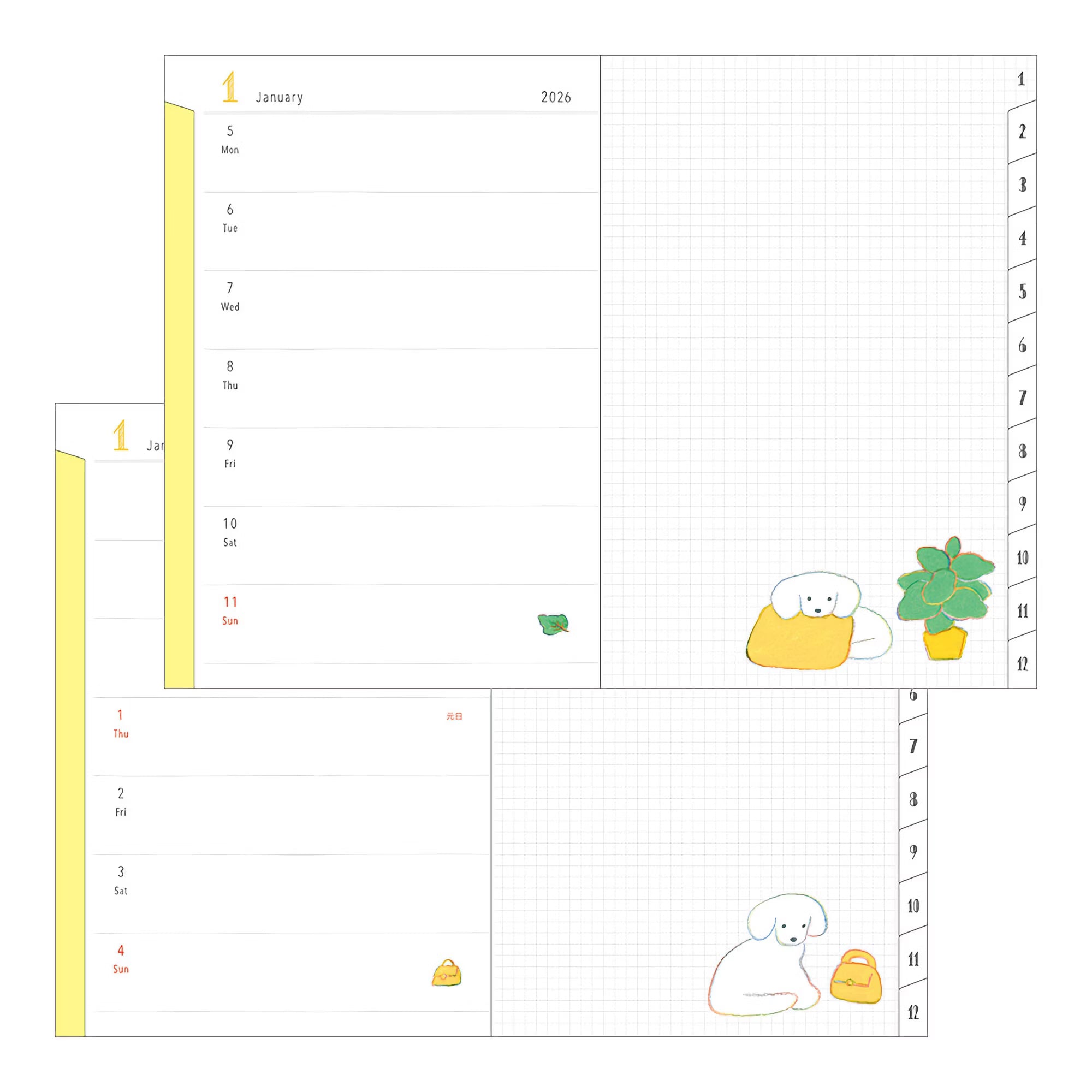 Agenda 2026 MIDORI Pocket Diary - B6 - Chien