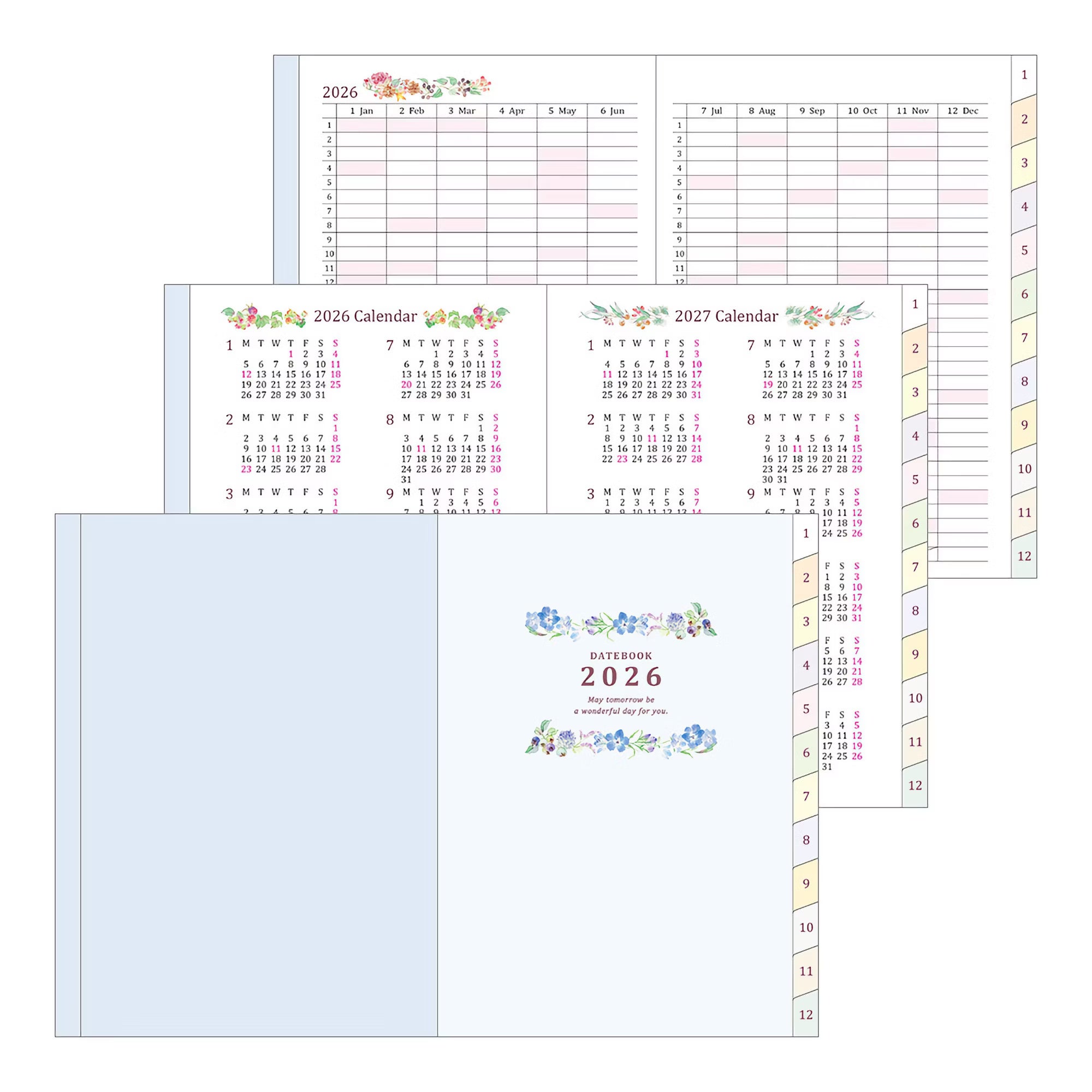 Agenda 2026 MIDORI Pocket Diary - A6 - Fleur