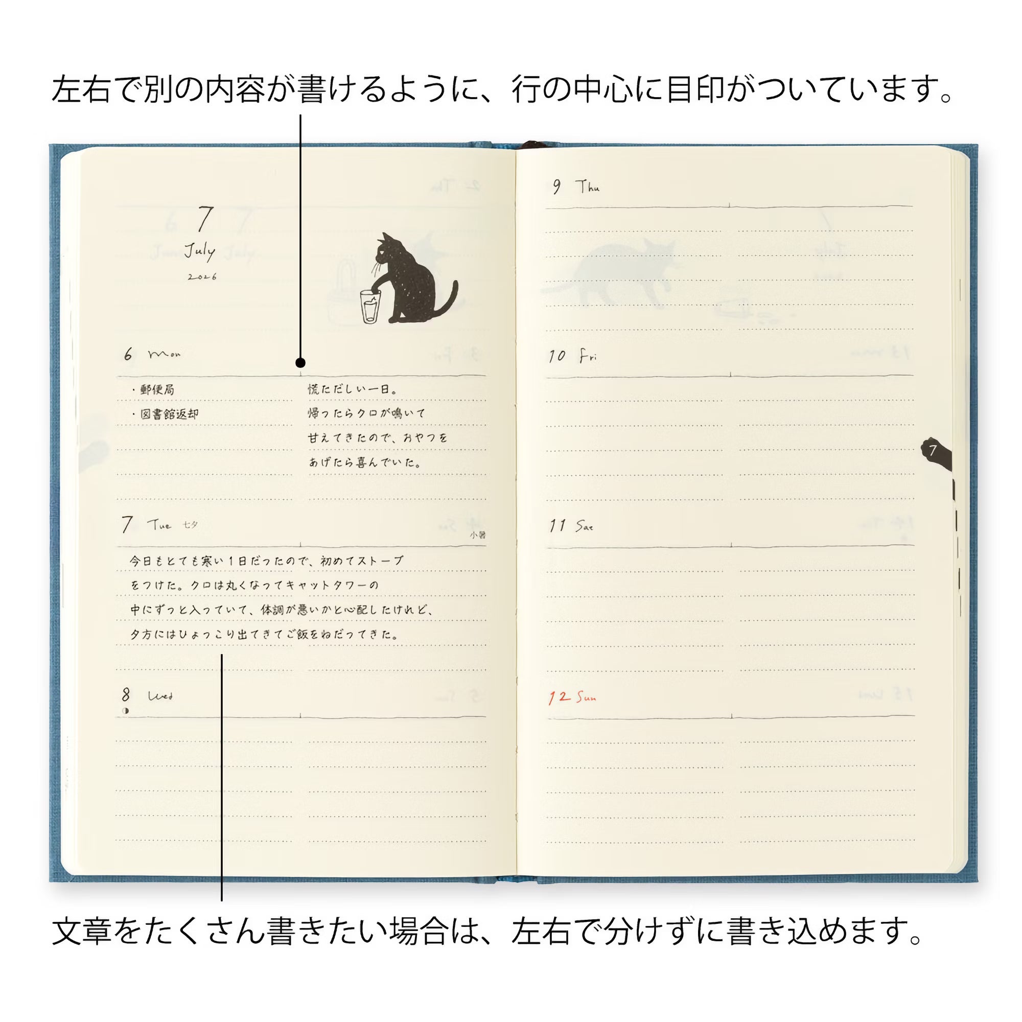 Agenda 2026 MIDORI Diary Book - B6 - Chat Bleu