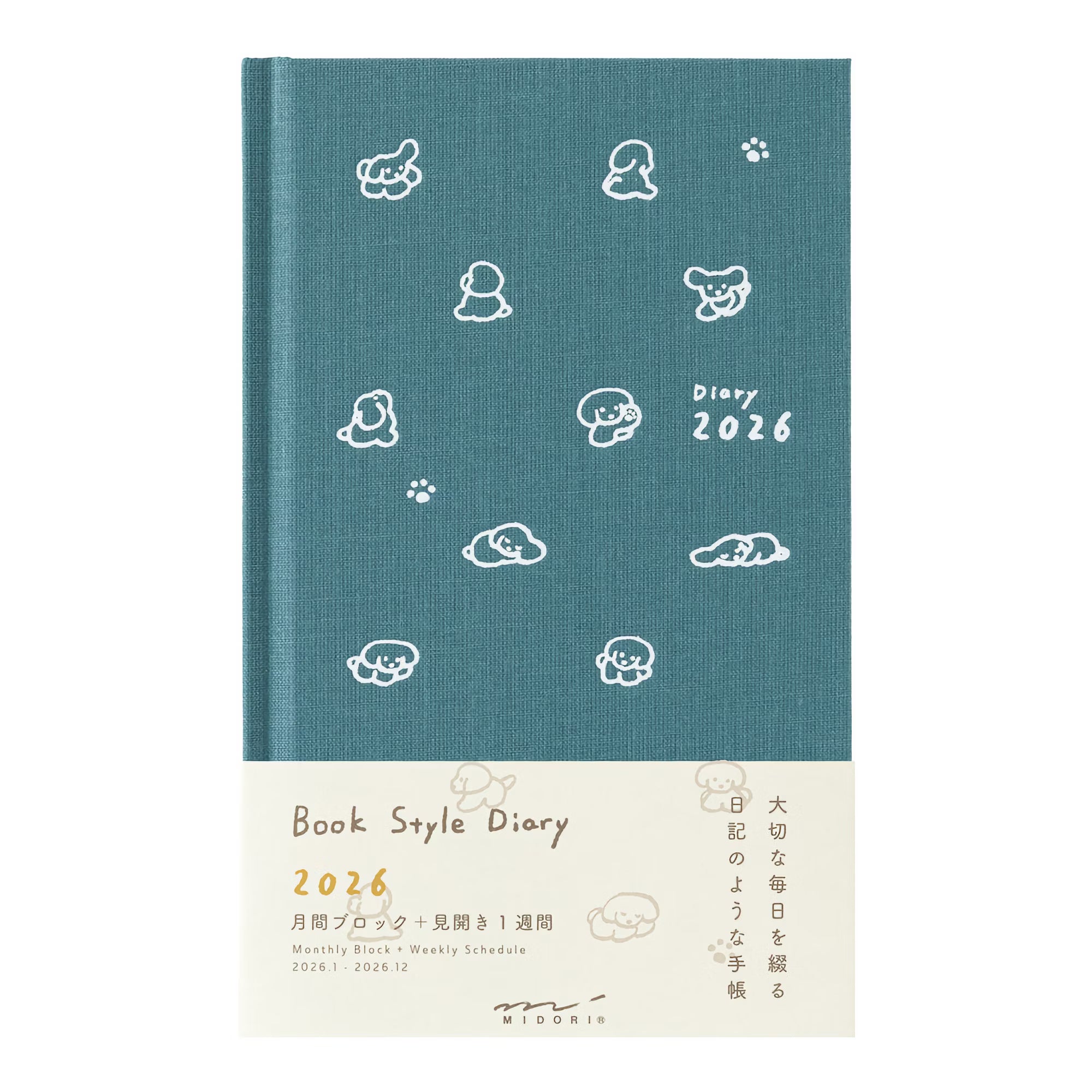 Agenda 2026 MIDORI Diary Book - B6 - Chien Bleu