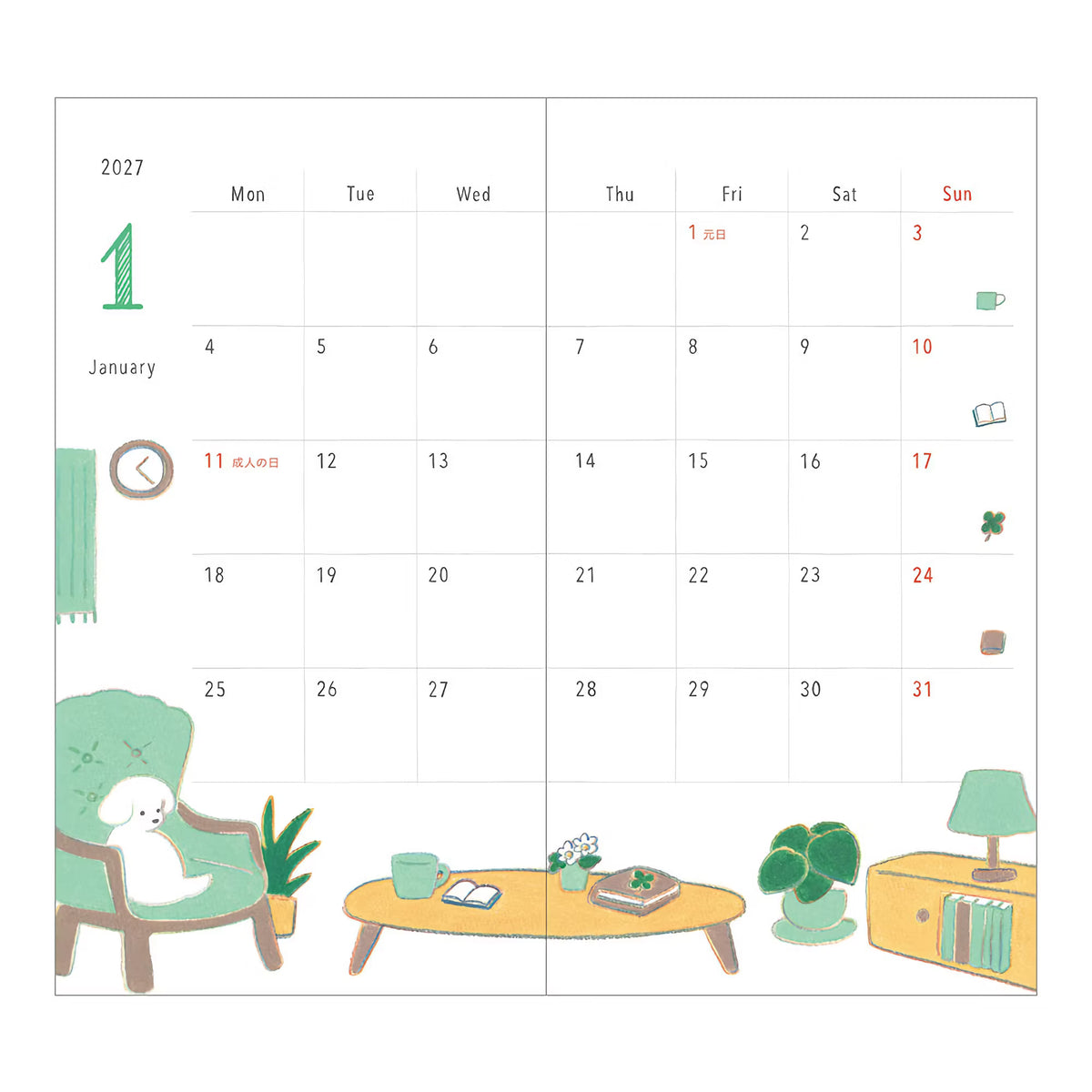 Agenda 2027 MIDORI Pocket Diary - Slim - Chien