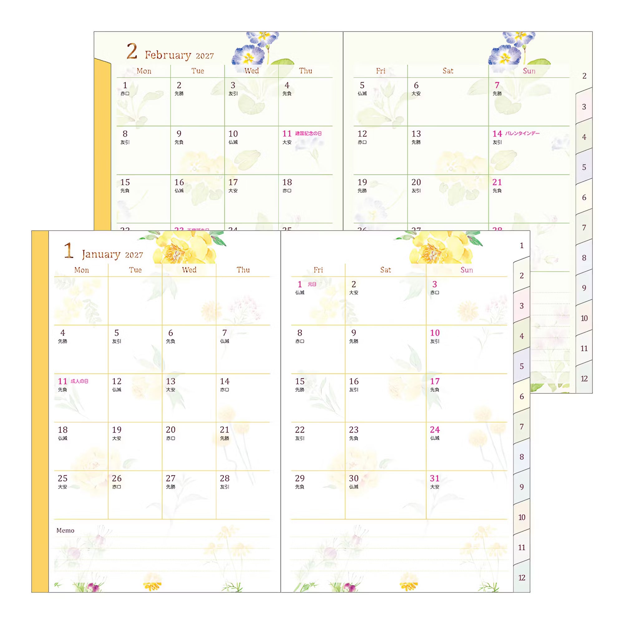 Agenda 2027 MIDORI Pocket Diary - B6 - Fleur