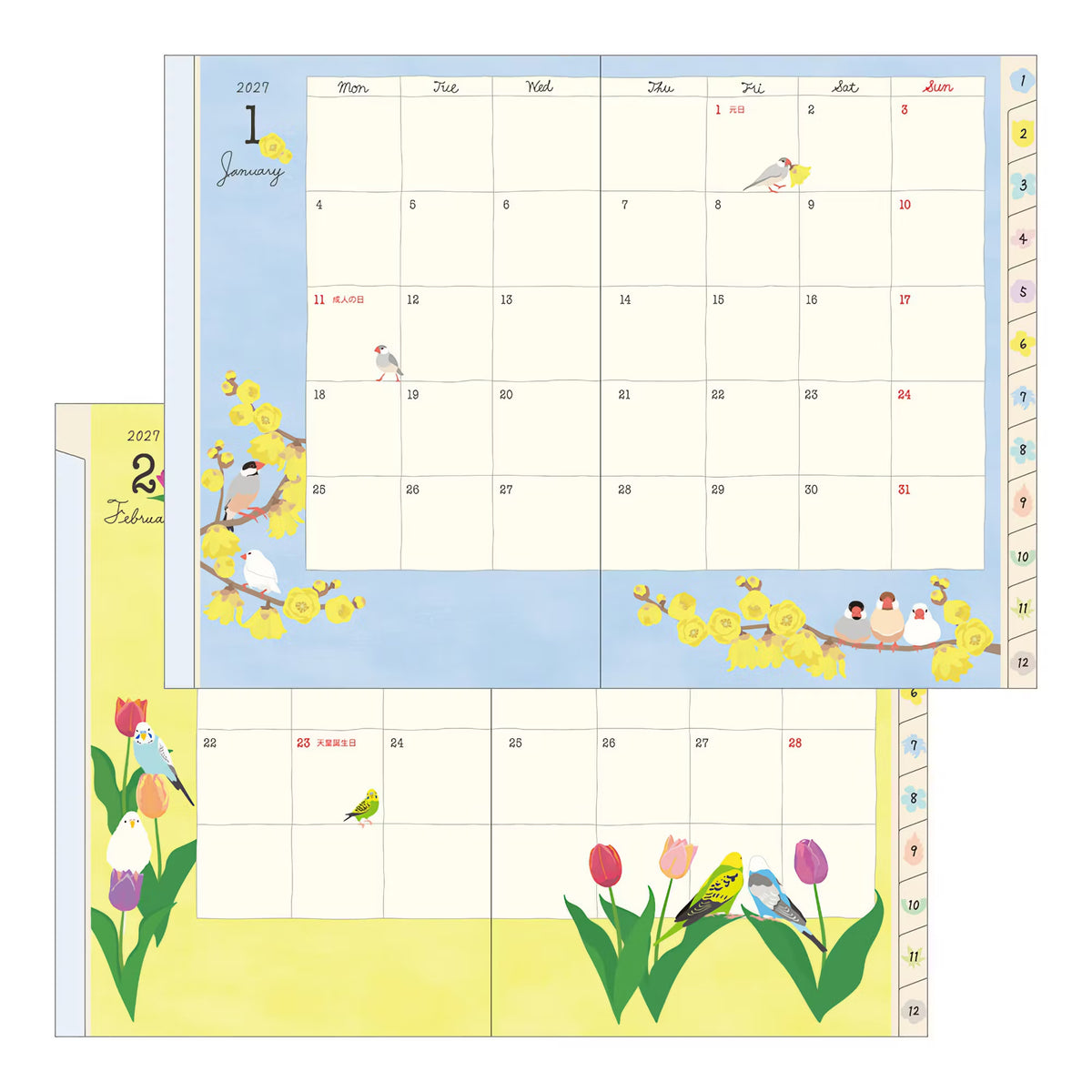 Agenda 2027 MIDORI Pocket Diary - B6 - Oiseau