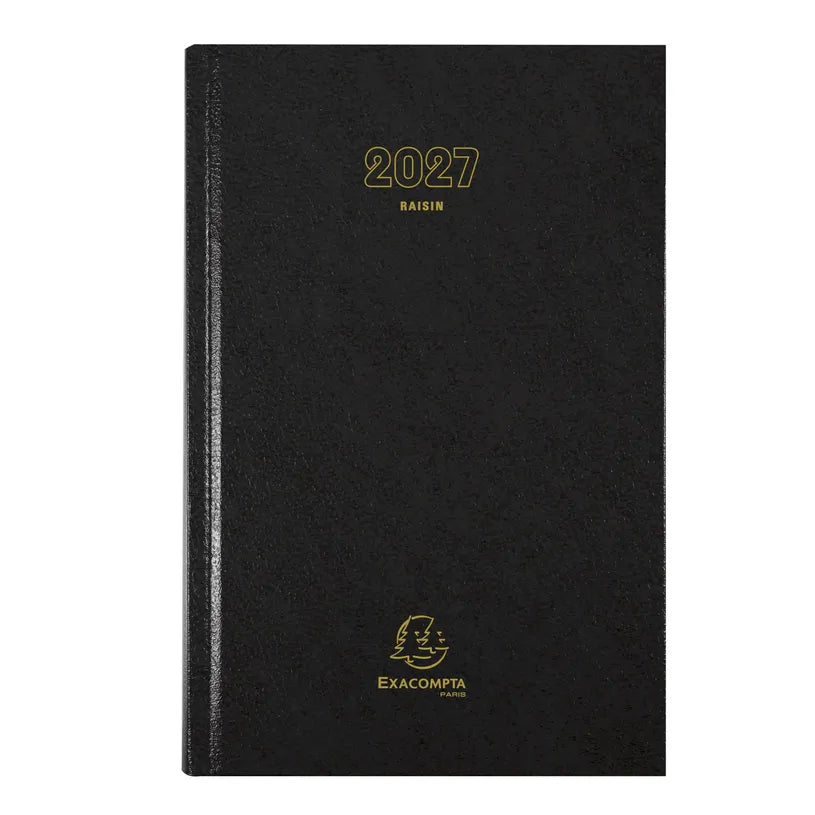 Agenda 2027 EXACOMPTA Raisin - 16,5 x 24,5 cm - 1 jour par page - Orientation horizontale - Noir