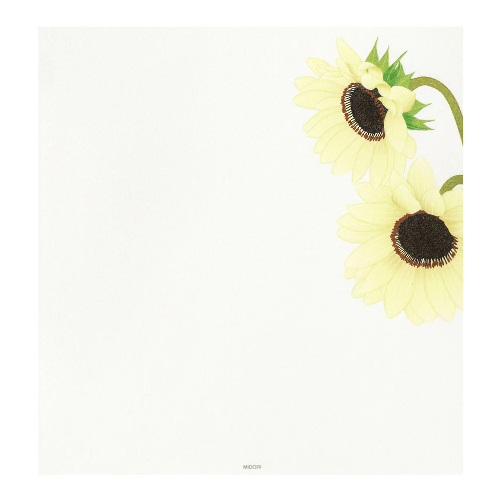 Papier à lettres MIDORI washi - 177 x 168 mm - Tournesols