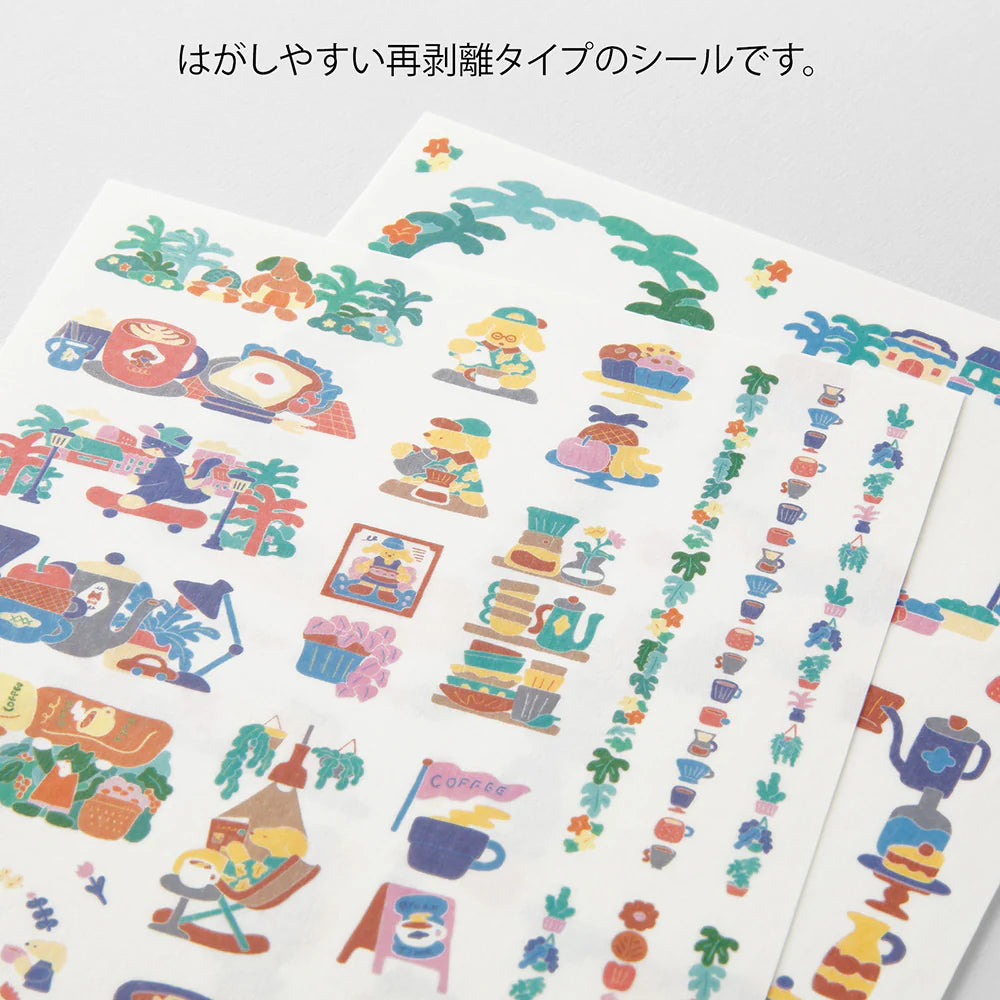Stickers repositionnables MIDORI Yuru Log - Café