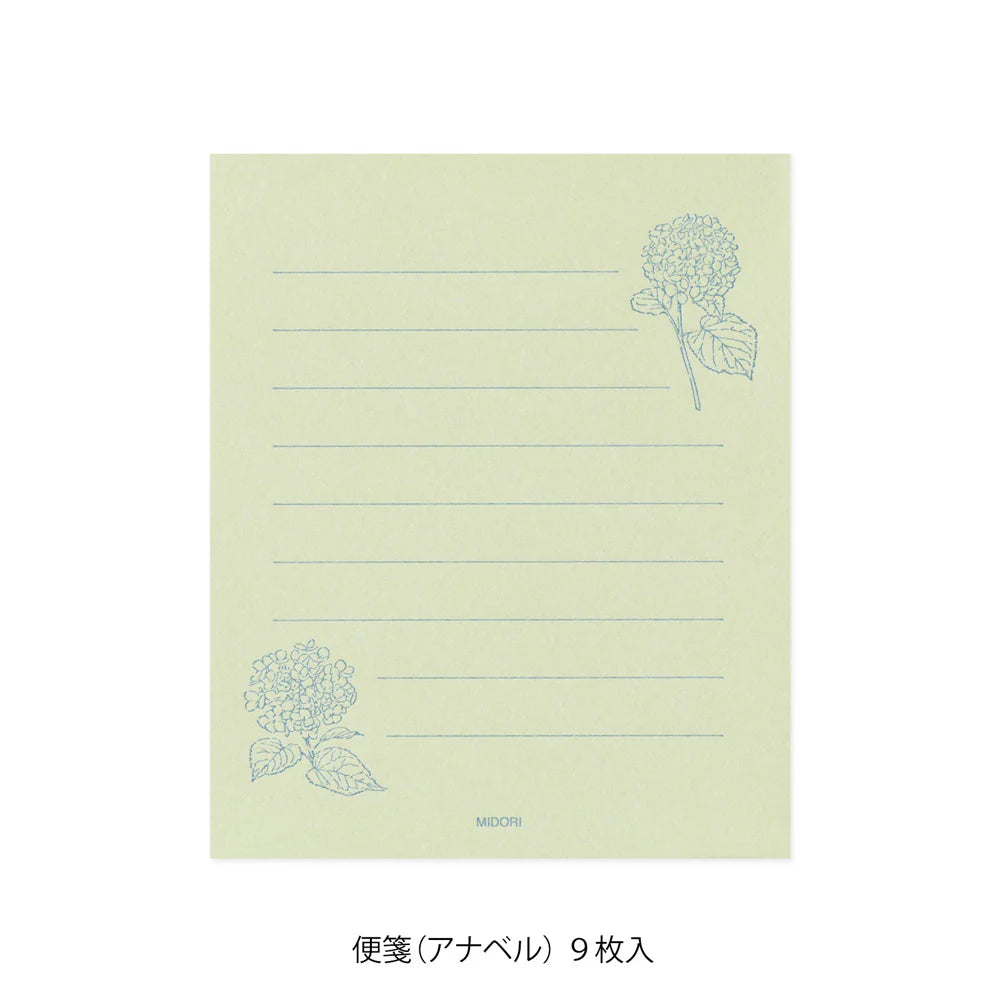 Set de correspondance MIDORI Mini Letter Set Washi Hanairo - Vert