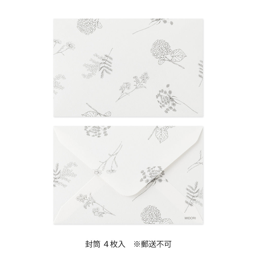 Set de correspondance MIDORI Card Letter Set Washi Hanairo - Blanc