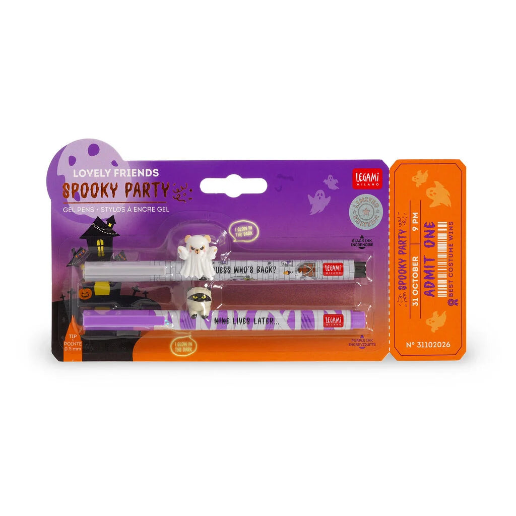 Set de 2 stylos LEGAMI à encre gel Lovely Friends - Halloween Edition - Spooky Party