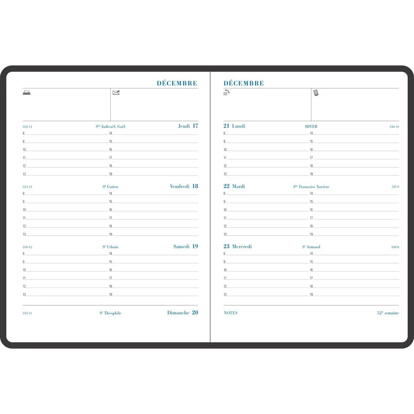 Agenda 2027 EXACOMPTA Semainier Pratic 19 - 14 x 18 cm - 1 semaine sur 2 pages - Orientation horizontale - Volga moutarde