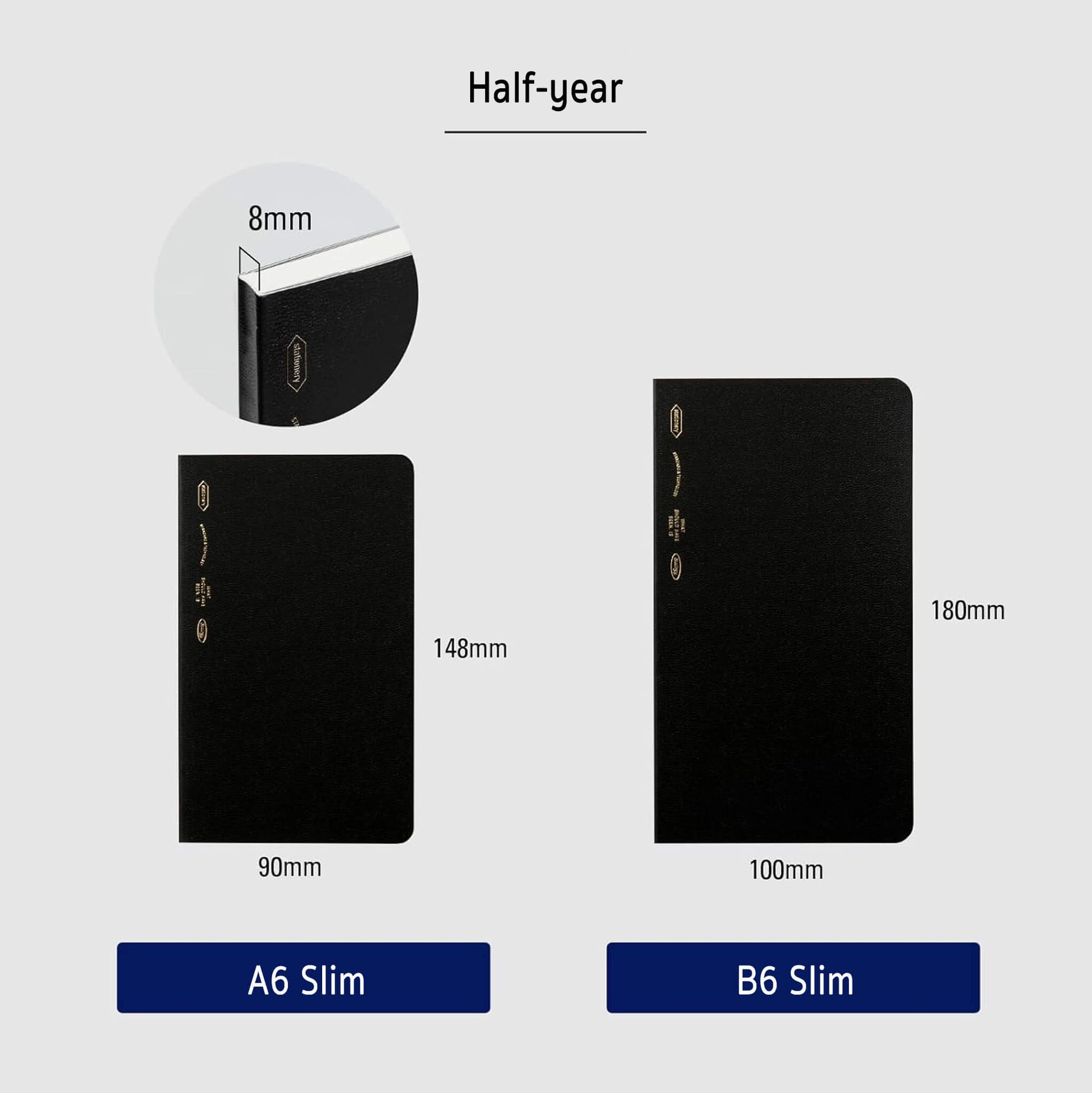 Carnet STÁLOGY 1/2 Year Notebook - B6 Slim - Softcover - Quadrillé - Black