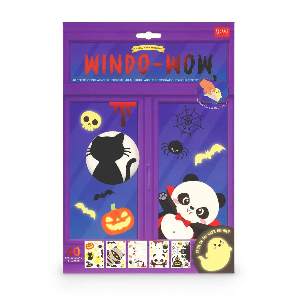 Set de 40 autocollants électrostatiques pour fenêtre LEGAMI - Halloween Edition - Windo-Glow