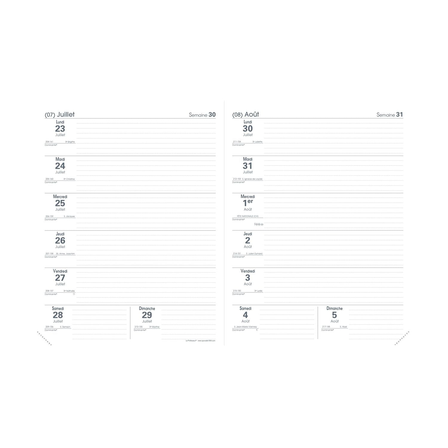 Agenda 2024-2025 QUO VADIS Le Professeur Impala - 1 semaine par page - 21 x 27 cm - Bleu océan - 3371010482016