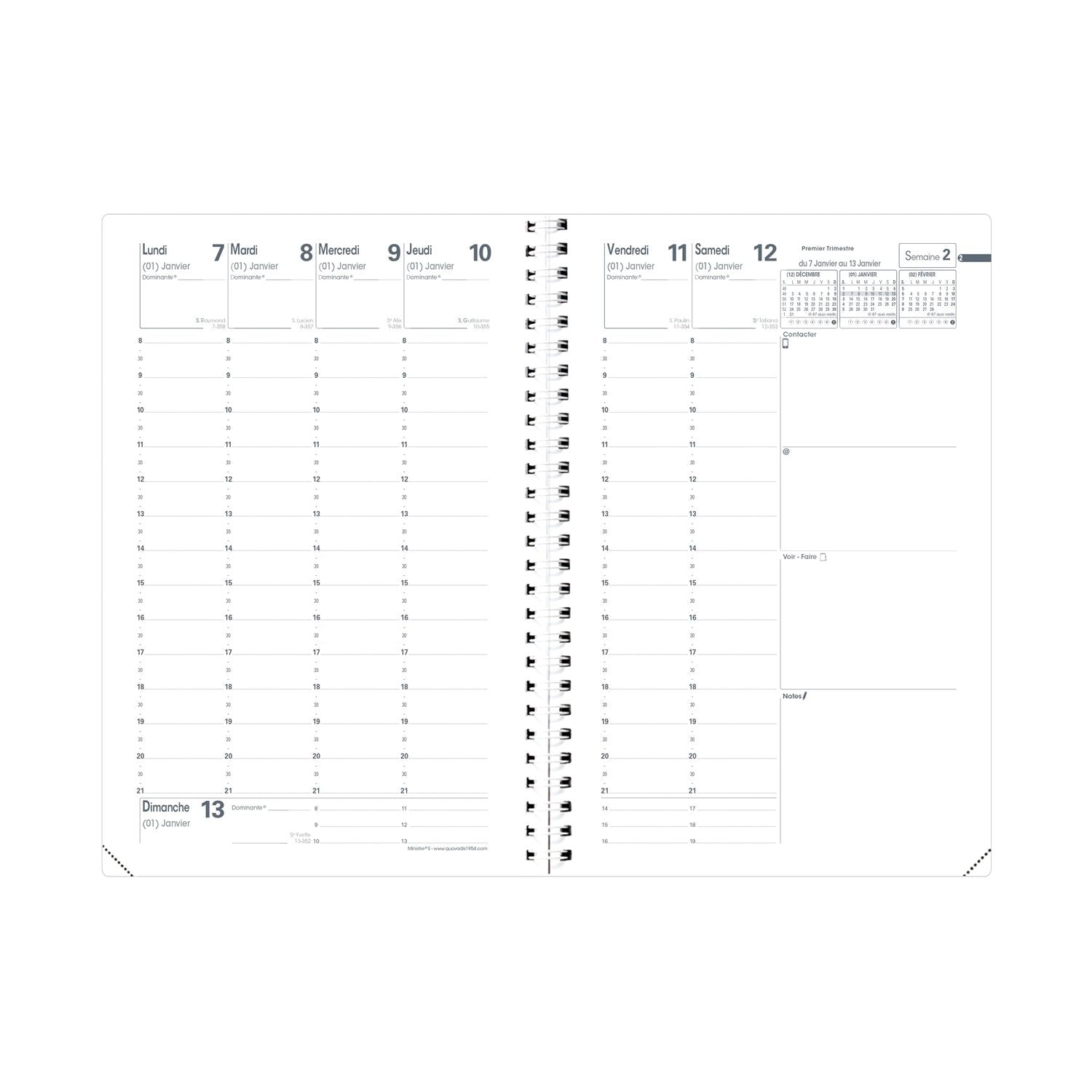Agenda 2024-2025 QUO VADIS Ministre S Septembre Impala - 1 semaine sur 2 pages - 16 x 24 cm - Bleu océan - 3371010481569