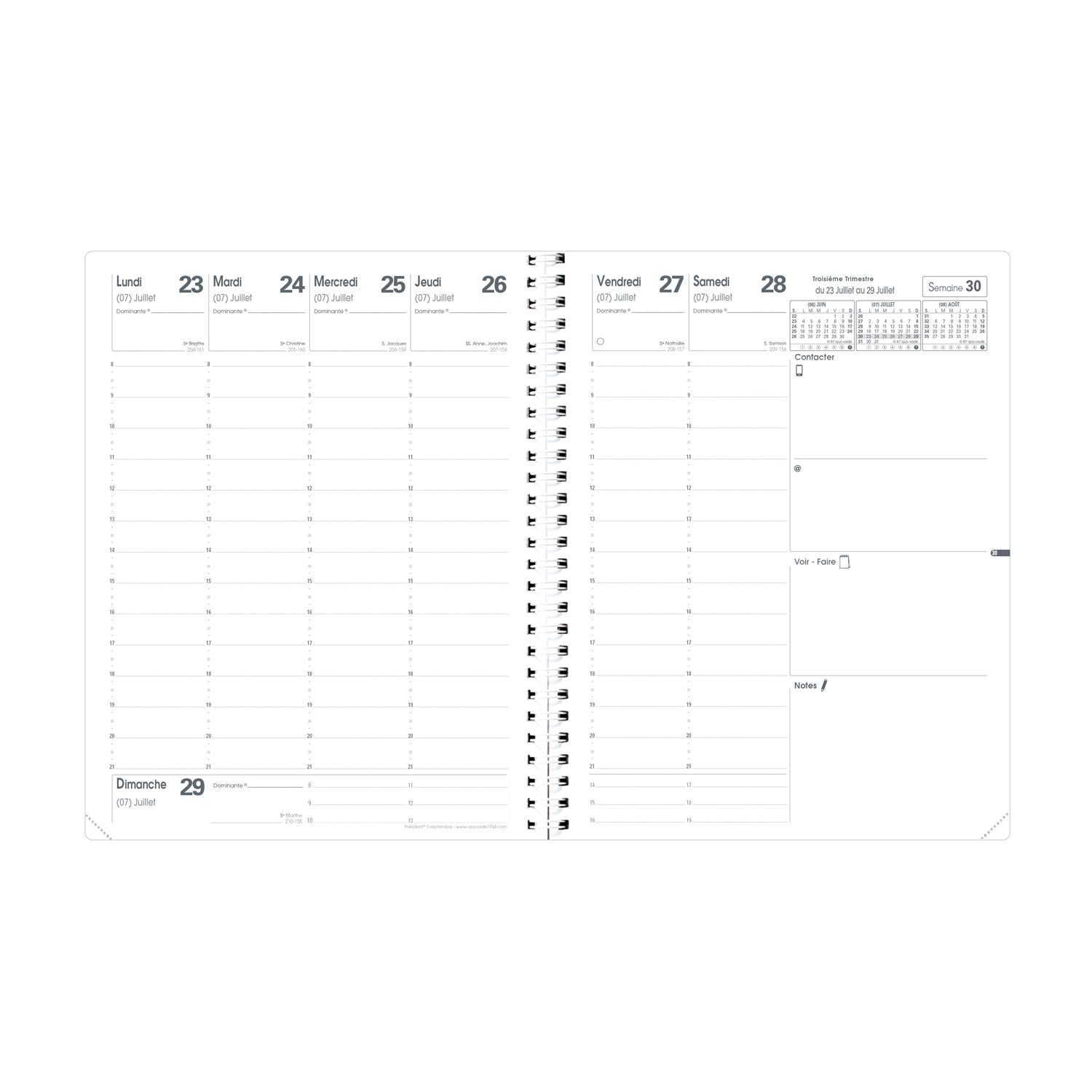 Agenda 2024-2025 QUO VADIS Président S Septembre Club - 1 semaine sur 2 pages - 21 x 27 cm - Marron - 3371010513246