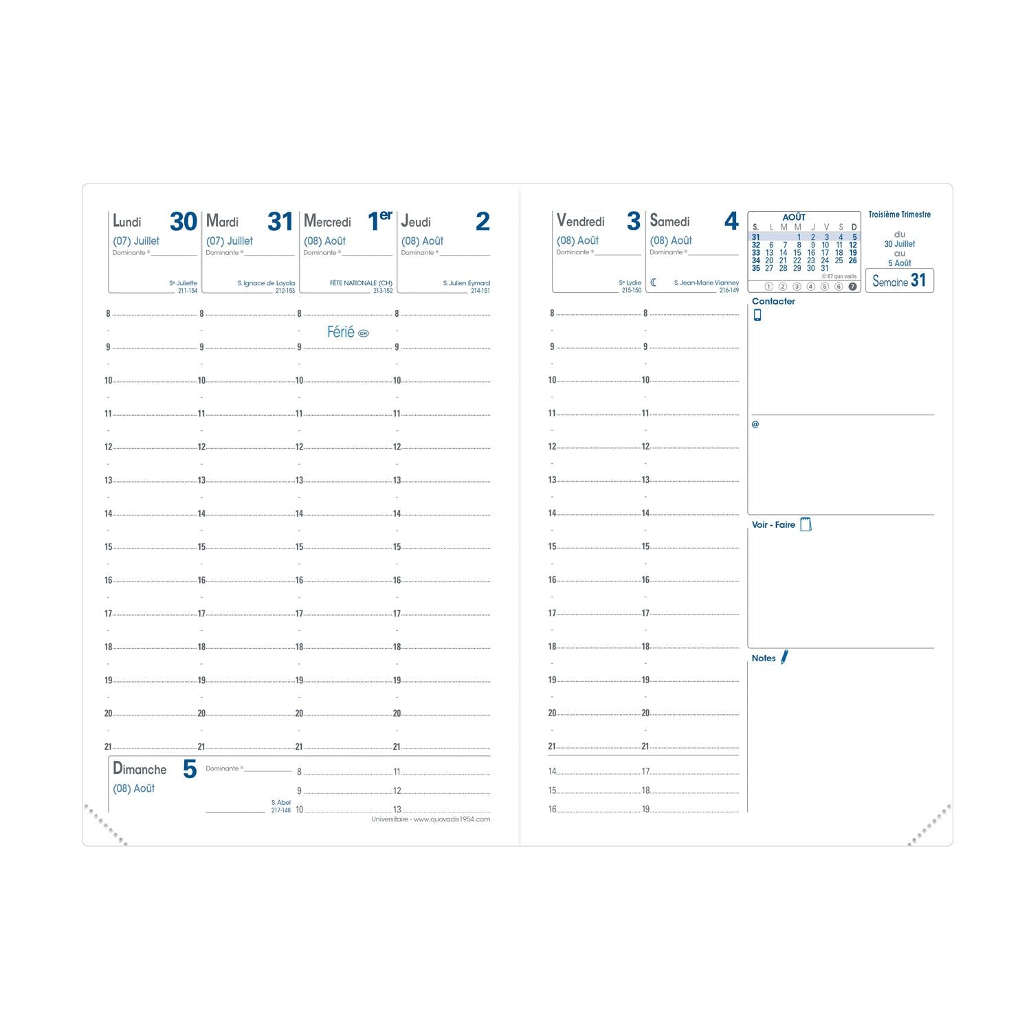 Agenda 2024-2025 QUO VADIS Universitaire Toscana - 1 semaine sur 2 pages - 10 x 15 cm - Beige - 3371010509850