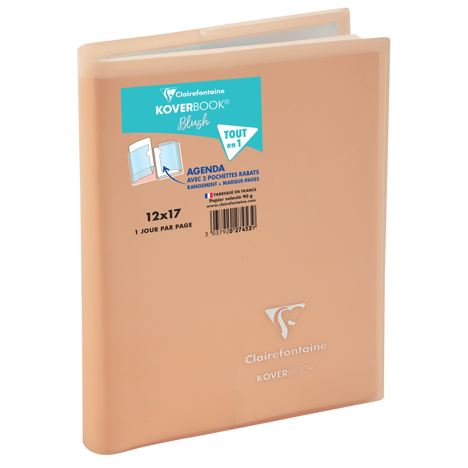 Agenda 2025 - 2026 CLAIREFONTAINE Forum Color - 12 x 17 cm - 1 jour par page - Orientation horizontale - Koverbook Blush orange - 3037920274539