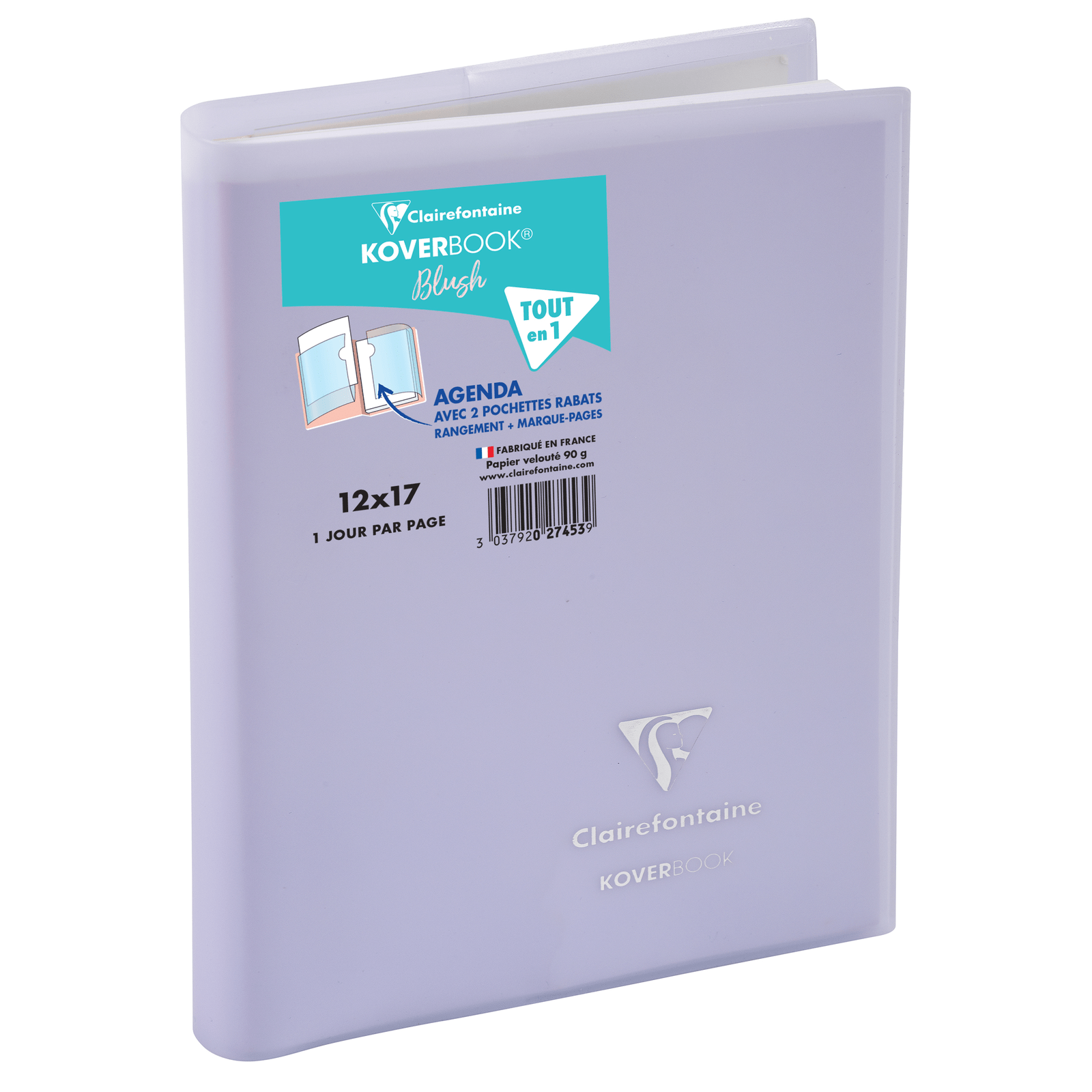 Agenda 2025 - 2026 CLAIREFONTAINE Forum Color - 12 x 17 cm - 1 jour par page - Orientation horizontale - Koverbook Blush violet - 3037920274539