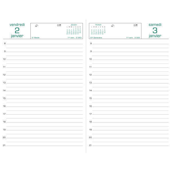 Agenda 2025 EXACOMPTA Travers - 1 jour par page - 13.5 x 21 cm - Bleu - 3660942007580