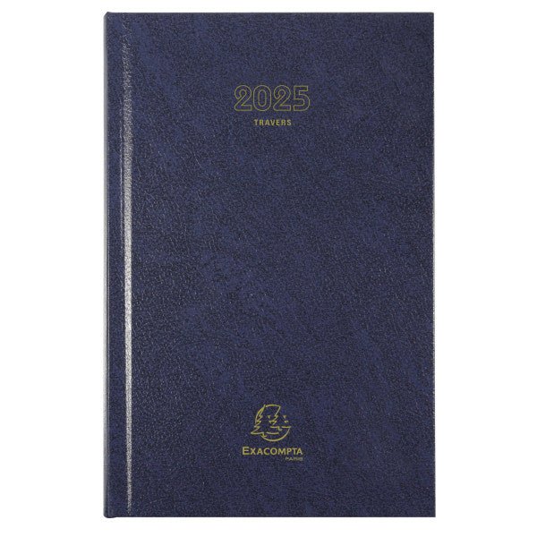 Agenda 2025 EXACOMPTA Travers - 1 jour par page - 13.5 x 21 cm - Bleu - 3660942007580