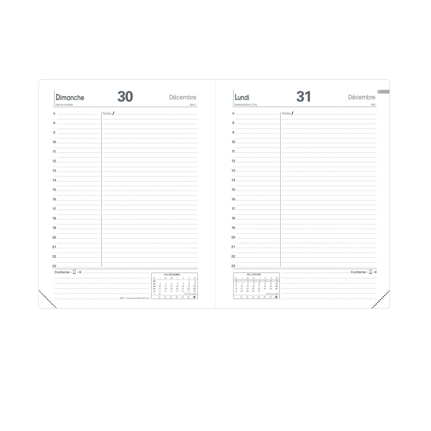 Agenda 2025 QUO VADIS ABP2 Impala - 1 jour par page - 12 x 17 cm - Bleu océan - 3371010481200