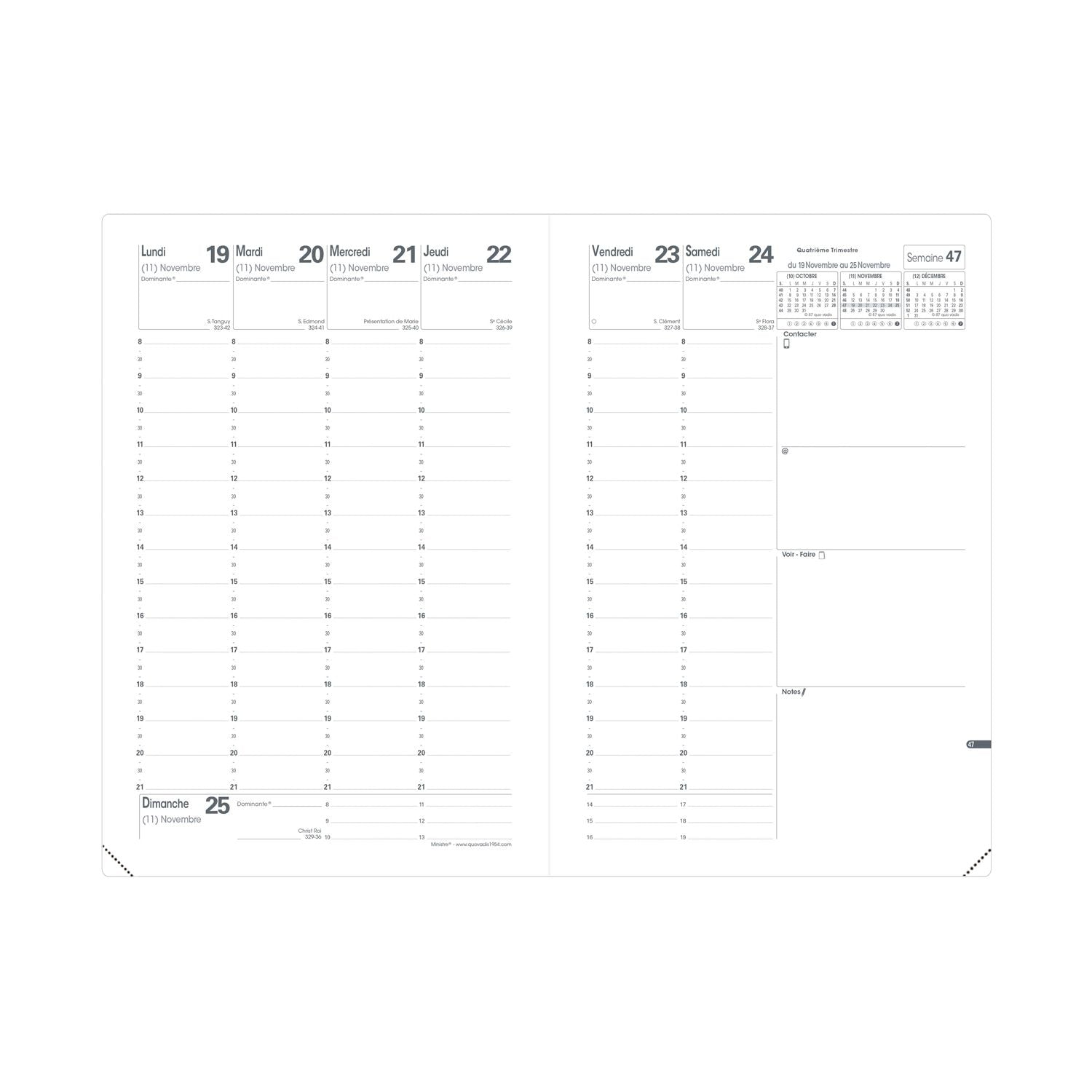 Agenda 2025 QUO VADIS Ministre Toscana - 1 semaine sur 2 pages - 16 x 24 cm - Beige - 3371010509775