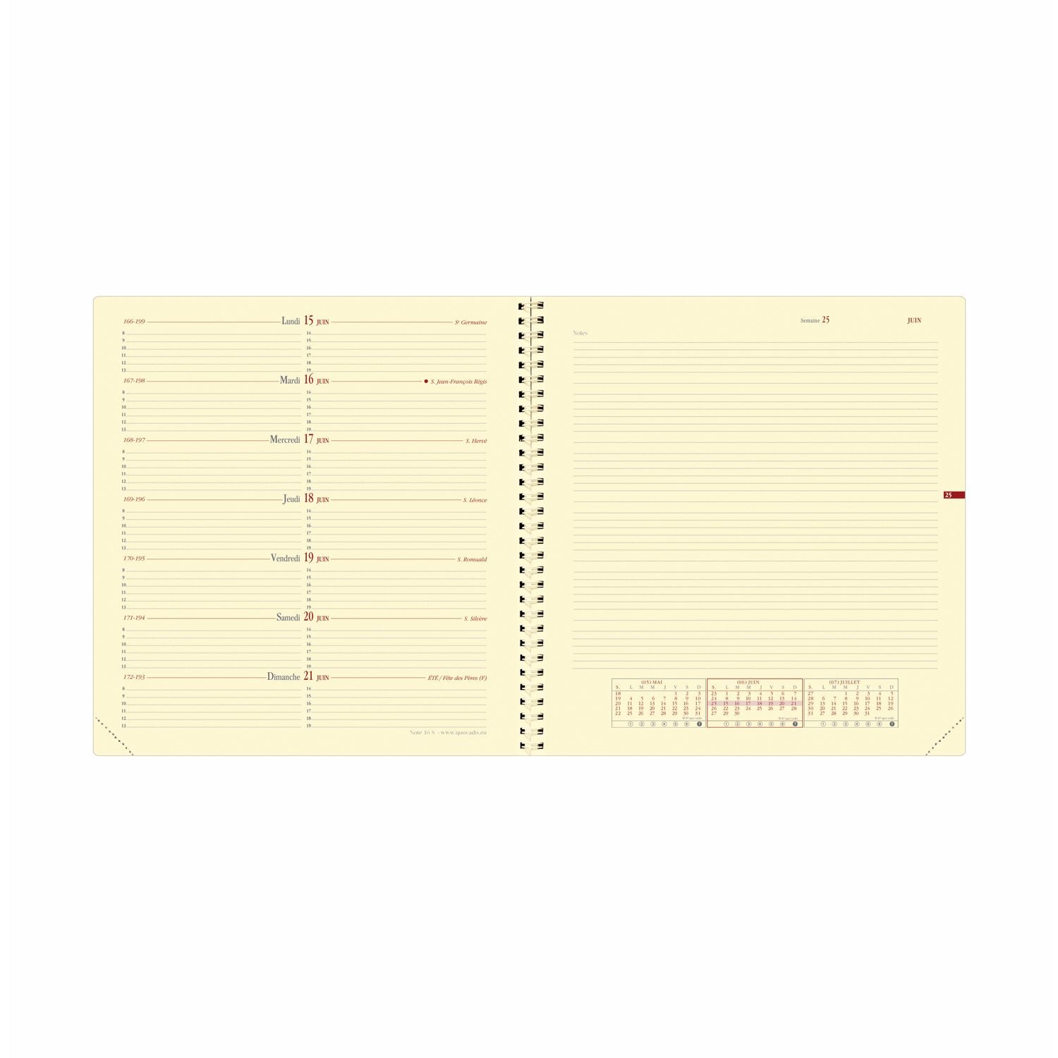 Agenda 2025 QUO VADIS Note 16 S Soho - 1 semaine + notes - 16 x 16 cm - Noir - 3371010445691