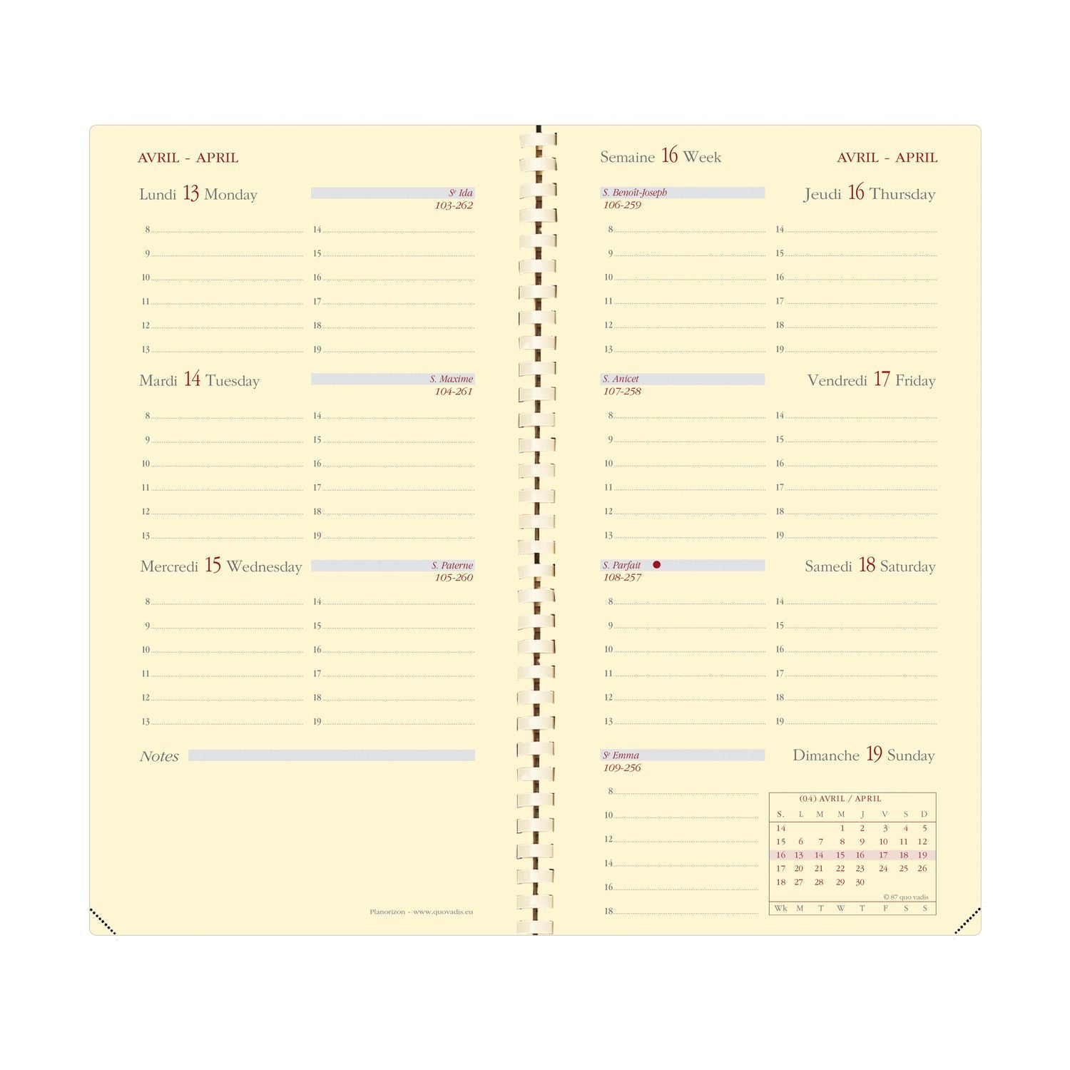 Agenda 2025 QUO VADIS Planorizon Soho - 1 semaine sur 2 pages - 8.8 x 17 cm - Bleu acier - 3371010488858