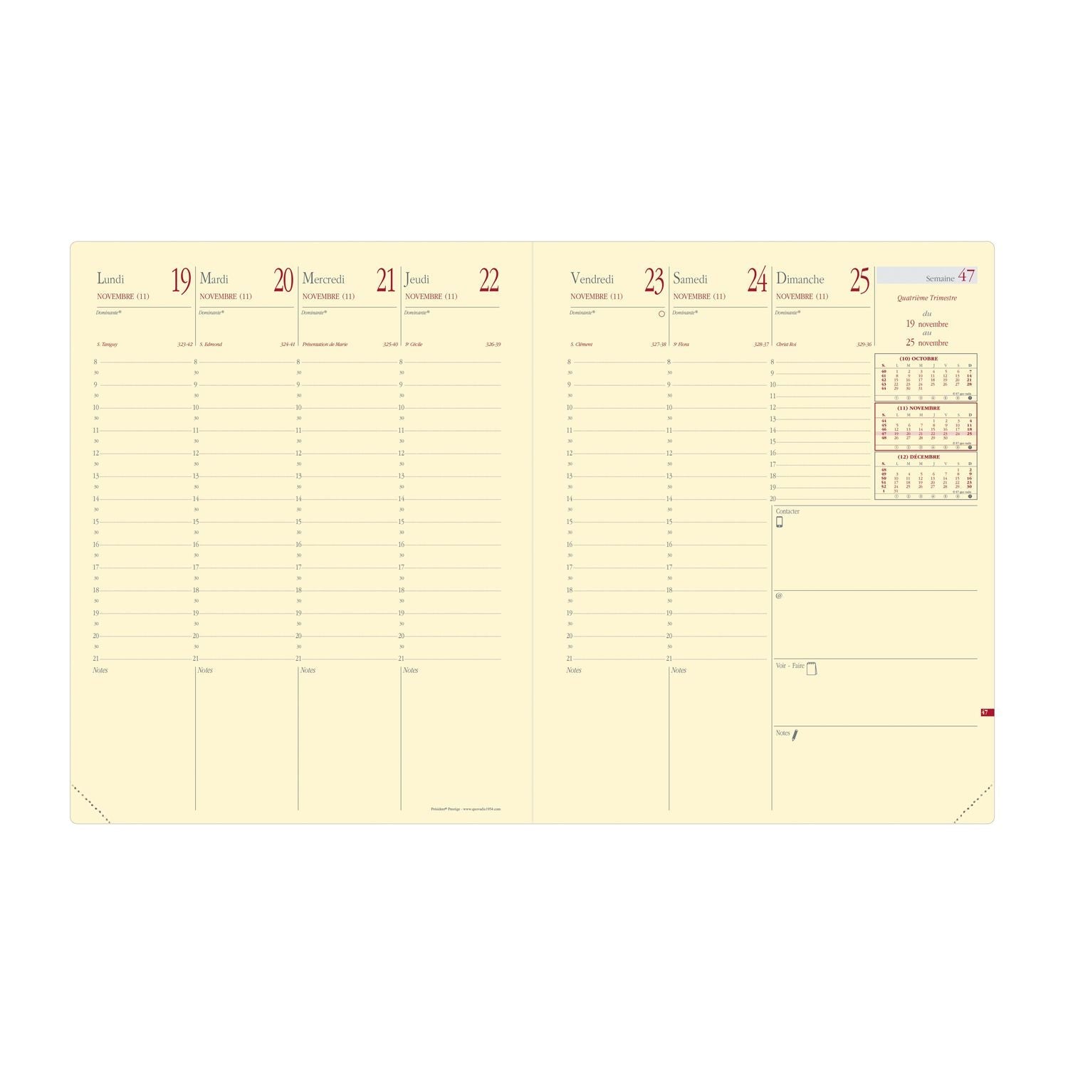 Agenda 2025 QUO VADIS Président Prestige Marlow - 1 semaine sur 2 pages - 21 x 27 cm - Bleu nuit - 3371010498697
