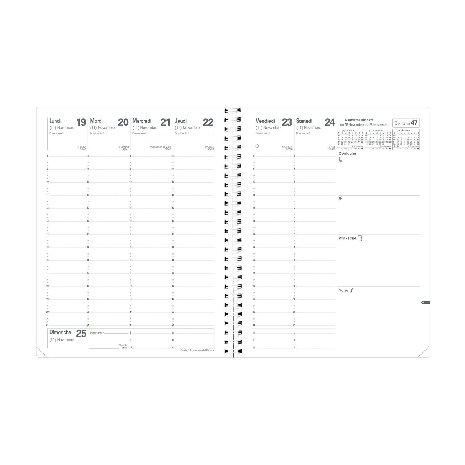 Agenda 2025 QUO VADIS Président S Club - 1 semaine sur 2 pages - 21 x 27 cm - Ciel - 3371010513109