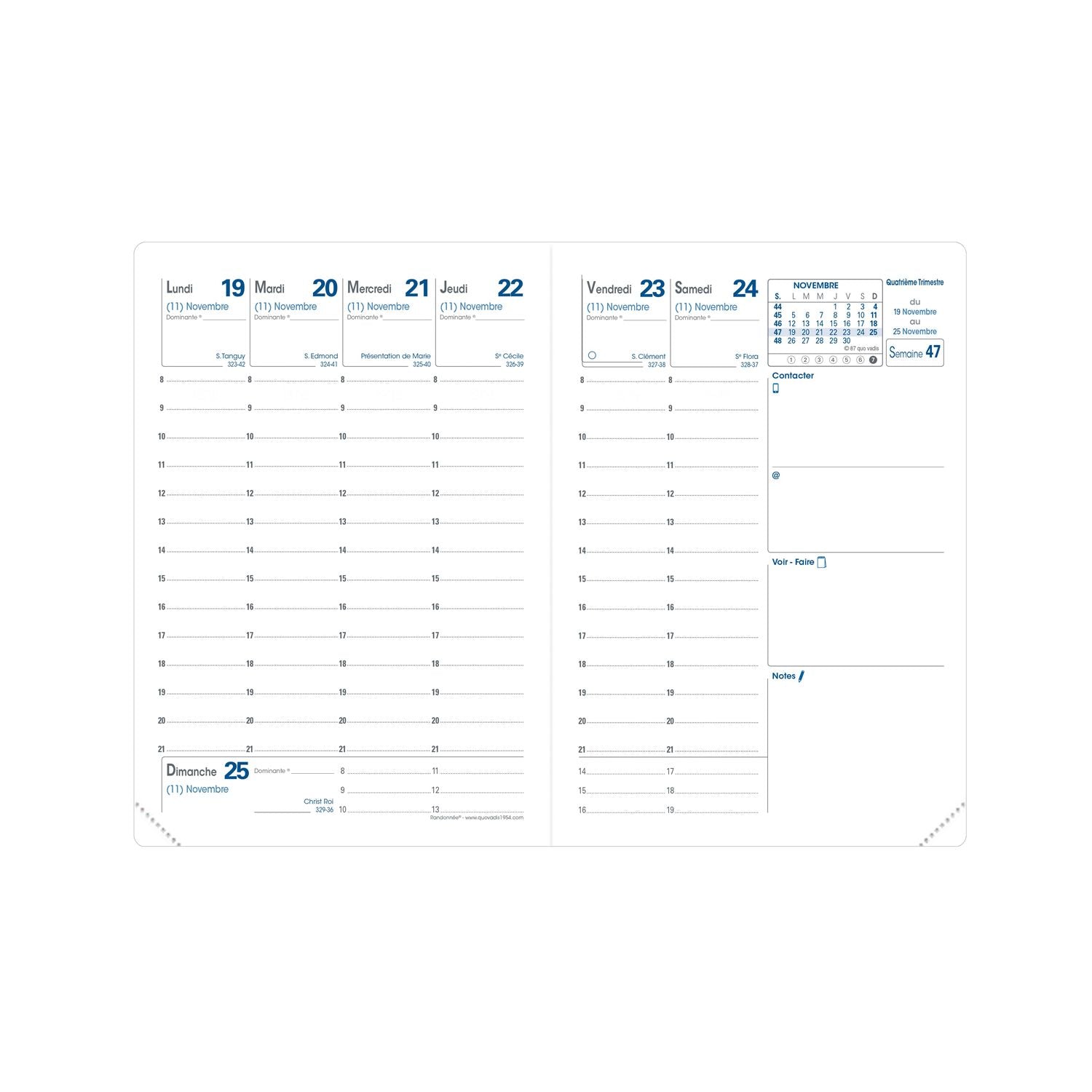 Agenda 2025 QUO VADIS Randonnée Club - 1 semaine sur 2 pages - 9 x 12.5 cm - Ciel - 3371010513130