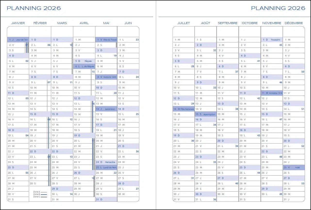 Agenda 2026 ÉPOPÉE Félicité - B5 - 1 semaine sur 2 pages - Orientation verticale - Bandana - 3760281973017
