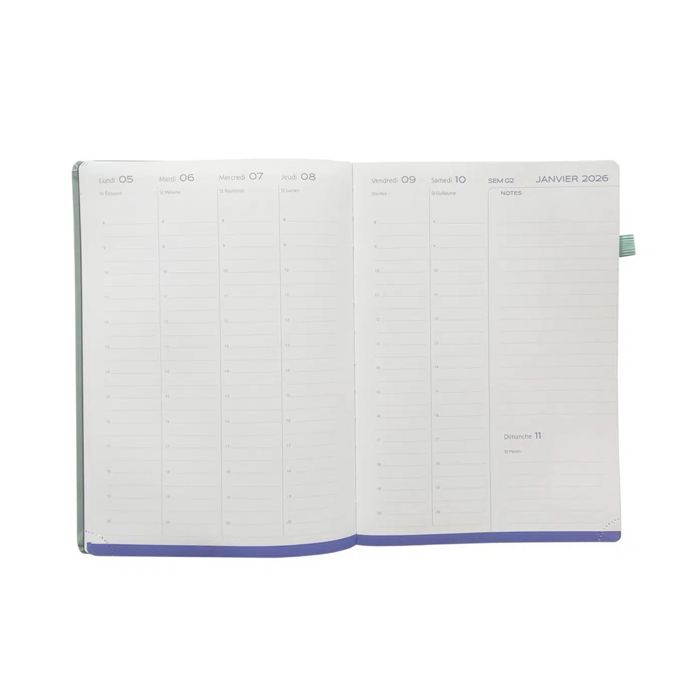 Agenda 2026 ÉPOPÉE Patience - A5 - 1 semaine sur 2 pages - Orientation verticale - Vert menthe - 3760281972034